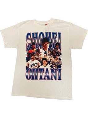 Shohei Ohtani LA Dodgers Vintage Graphic 90s Style Bootleg T-Shirt White size L